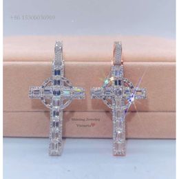 Drop Shipping GRA Certificated Hip Hop Iced Out Vvs Diamond Moissanite Cross Pendant