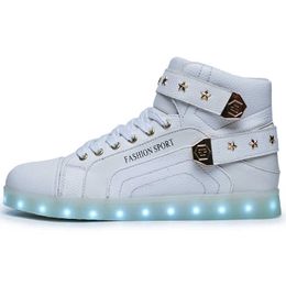 HBP Non-Brand Fashion sports causal sneaker high top charging led night running shoes for women