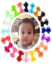 2 inch Baby Bow Hairpins Small Mini Grosgrain Ribbon Bows Hair grips children Girls Solid Hair Clips Kids Hair Accessories 20 colo8421659