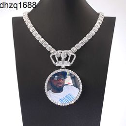 Custom Photo Pendant Iced Out Moissanite Pass Diamond Tester Sterling 925 Silver Image Pendant for Souvenir Gift