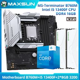 MAXSUN NEW Terminator B760M D4 WIFI Intel I5 13400F CPU Motherboard Set DDR4 8GB*2=16GB 3200MHz LGA1700 PCIe 4.0 Computer Combo