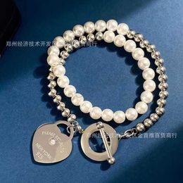 Original brand TFF Diamond Heart Double Layer Pearl Ball Bracelet Wrapped Bead