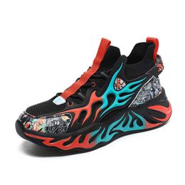 HBP Non-Brand Tenis los hombres Dropship Breathable Flame Design Men Soft Fashion Sports Sneakers Flyweave Large Size Running Shoes for Women