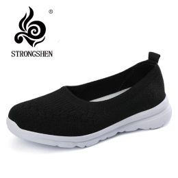 Boots STRONGSHEN Women Shoes Women Flats Shoes Soft Color Slip On Flat Shoes Ballet Flats Comfortable Ladies Shoe Mesh Zapatos Mujer