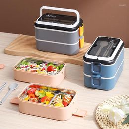 Dinnerware 304 Stainless Steel Portable Lunch Box Filled With Water And Heated Bento Leakproof Cutlery Compartment
