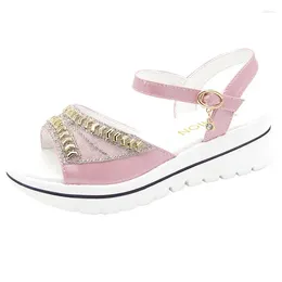 Sandals Women Brand Outdoor Non-slip 2024 Lady Flat Slippers Female Girls High Top Cool Garden Shoes Bling Sequins Mules