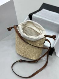 Evening Bags 2024 Straw Woven Bag High Quality Bucket Handheld One Shoulder Crossbody Women's Mobile Phone