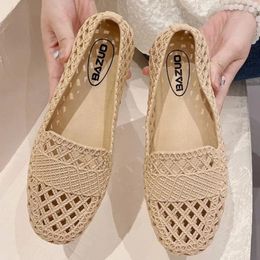 Casual Shoes Female 2024 High Quality Round Head Womens Flats Autumn Hollow Light Loafers Solid Flat Waterproof Non-slip Ladies