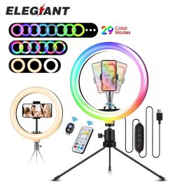 Accessories ELEGIANT EGL03P RGB Ring Light Selfie Stick Stand Smartphone Holder LED Lamp 29 Colours 360 ° Rotation Live Stream Makeup BT