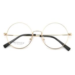 Fashion Sunglasses Frames Women Round Eyeglass For Men Metal Eyeglasses Over-sized Rx Glasses Full-rim Lightweight Gold Eyewear240O