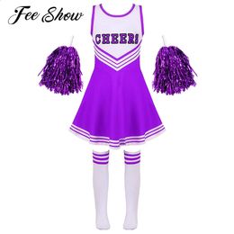 Adorable Girls Cheerleader Cosplay Outfits Kids Clothes Sport Set Sleeveless Dance Dress Cheerleading Uniforms Costume Sportwear 240305