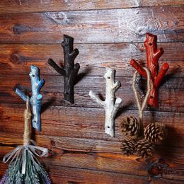 Decorative Figurines European American Rural Cast Iron Branch Hook Wall Hanging Decoration Home