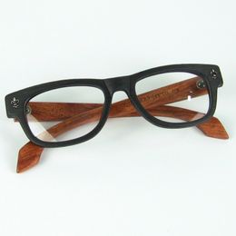 Good Quality Red Wood Optical Frame Acetate Frame Wood Temples Sunglasses Frame LOGO Eyeglasses Clear Lenses with Original case