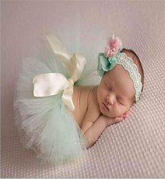 Retail Infant Clothing Set Newborn Baby Gauze Handmade TUTU Skirt With Headband Pography clothing 04M 1651 35 colors23647396162