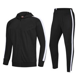 Men Tracksuit Casual Joggers Hooded Sportswear Jackets And Pants 2 Piece Sets Football Training Running Sports Suit 240315