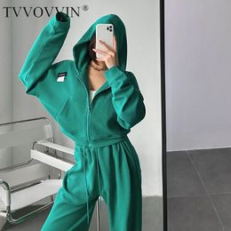 TVVOVVIN Girl Street Loose Thin Short Letter Hoodie Zipper Long Sleeve Tops Sweatshirt Fashion Korean Women W5P 240311