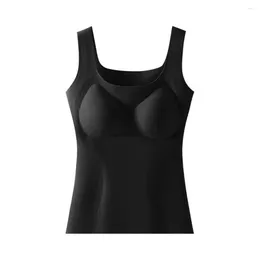 Camisoles & Tanks Seamless Women Thermal Vest Double-sided Brushed Camisole Women's Warm Tank Top With Wireless Padded Push Up For Autumn