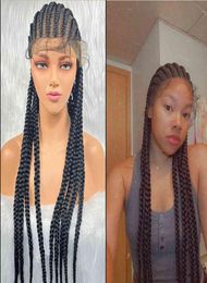 Braided Wigs Full Lace Wig 34inches Braiding Hair For Black Women Synthetic Box Braids Hair Wigs For Whole 2201214317807