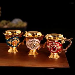 Cups Saucers Fashion Europe And The United States Style Creative Home Metal White Wine Cup Alloy Pattern Gems Decorated Classical Sets