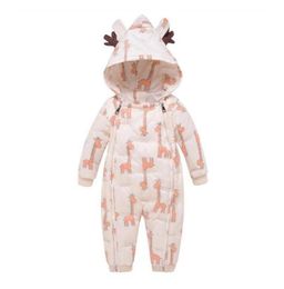 Old Cobbler 51M980 Graffiti Customised Thick warm Down Coat Baby Kids Clothing Bodysuit Outwear Real fur collar White duck83229175596067