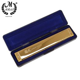 Instruments M MBAT Golden/Silver Harmonica 28 Holes C Tone Chromatic Polyphony Wide Music range Mouth Organ Wind Instrument Bagpipe Tool