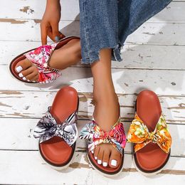Slippers 2024 Style Lady Shoe Casual Women's Beautiful Slides Fashion Famale's Cute Simple Girl's Butterfly Bow Sandals