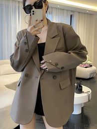 Women's Suits UNXX Spring Autumn Coffee Color Small Suit Jacket Woman Loose Korean Style Long Fashion Casual Women Blazer