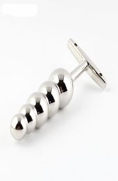 Anal Butt Plug Five Balls Stainless Steel Metal Anus Beads Lock with Handles Sex Toys Adult Products7552429