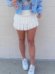Skirts Women S Summer Mini A-line Skirt Multi Solid Colour High Waist Streetwear Ruched Ruffle Short
