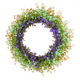 Decorative Flowers 1pc 16.53inches Handmade Artificial Spring Wreath With Realistic Eucalyptus Leaves And Yellow Decorations