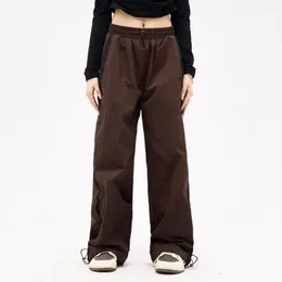 Women's Pants Contrast Color Women Bottoms Stylish Summer Casual With Elastic High Waist Wide Leg Design For Streetwear