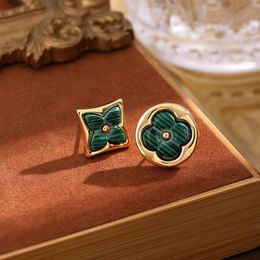 Luxury Designer Studs Earring Vintage Four Leaf Clover Charm Stud Earrings Back Mother-of-Pearl Stainless Steel Gold Studs Agate for Women wedding Jewelry gift