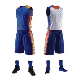 Reversible Basketball Jersey Set Mens Kids Blank Basketball Tracksuits Breathable Team Sport Kits Basketball Uniform Customised 240314