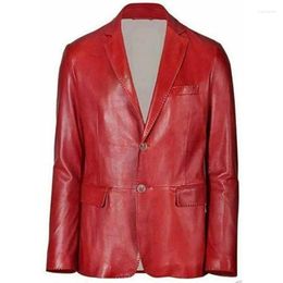 Men's Jackets Coat Sheepskin Leather Casual Blazer Jacket TWO BUTTONS Fashion Trends