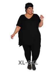 Sets Plus Size Two Piece Sets Women Clothing Long Top Legging Matching Suit Solid Casual Outfits Wholesale 3xl 4xl 5xl 6xl