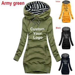 Custom Women Sweatshirt Brand Fashion Casual Pullover Hoodies Long Sleeve Dress Hooded Tops Slim 240307