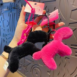 Keychains 2024 Trend Plush Dog Doll Keychain Cute Bag Pendant Fluffty Animals Keyring Kawaii Stuffed Kids Birthday Gift