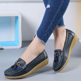 Boots 2022 New Women Flats Ballet Shoes Woman Cut Out Leather Breathable Moccasins Women Boat Shoes Ballerina Ladies Casual Shoes Plus