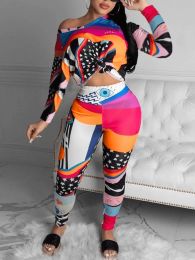 Sets LW Plus Size Women Printed Slim Set Eye Star Mixed Print Pants Set Round Neck Daily Casual Long Sleeve Set New Matching Set