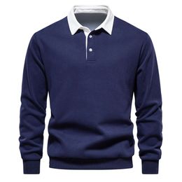 New Autumn Long Sleeve Polo Neck Sweater Trend European Mens High Quality Casual Versatile