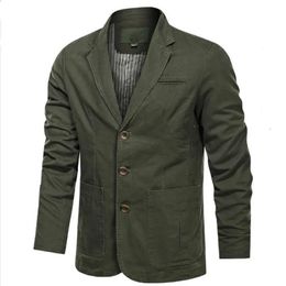 Spring Autumn Blazer Jacket Men Cotton Washed Suit Coat Casual Slim Fit Luxury Business Blazer Military Army Bomber Jacket M-5XL 240313