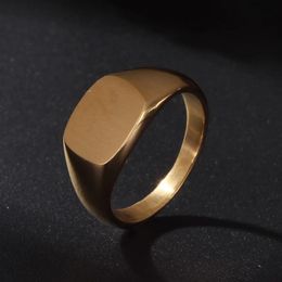 Soul Men 316L Stainless Steel Gold Color Rectangle Punk Style Rings Comfort For Women Men For Wedding Party Fashion Jewelry 240313