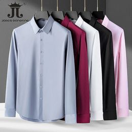 S-5XL Luxury Boutique Mens Casual Fashion Solid Color Business Long Sleeve Shirts Easy-care Formal Professional Shirt for Male 240329