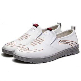 HBP Non-Brand Factory Wholesale Loafer Flat Stylish White PU Leather Men Shoes
