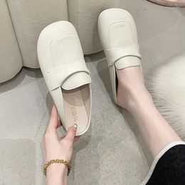Slippers Casual Shoes Loafers Low Mules For Women 2024 Pantofle Slides Cover Toe Luxury Flat Hoof Heels Rome Basic Rubber Sc