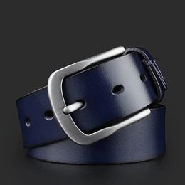 WESTERN AUSPICIOUS Belt Men Genuine Leather Belt Fashion Blue Coffee Cowskin Man Strap With Quality Alloy Pin Buckle By Factory 240311