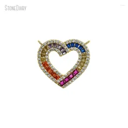 Pendant Necklaces 10Pcs Wholesale Gold Colour Copper Cubic Zirconia Heart Shape Point Gift For Her Jewellery PM47216