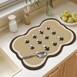 Carpets Kitchen Drainage Mat Countertop Water Absorbing Pad Coffee Dish Anti-slip Tableware Bathroom Moisture-proof Rug