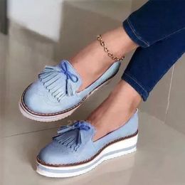 Boots Women Loafers Platform Woman Slip On Sneakers Tassel Bowtie Women's Soft PU Leather Sewing Flat Female Shoes All Seasons 2021