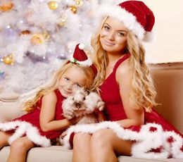 Family Look Kits Mom And Daughter Dress Toddler Kid Baby Girl Clothes Christmas Bandge Sleeveless Pageant Party Xmas Dress J1905149860199